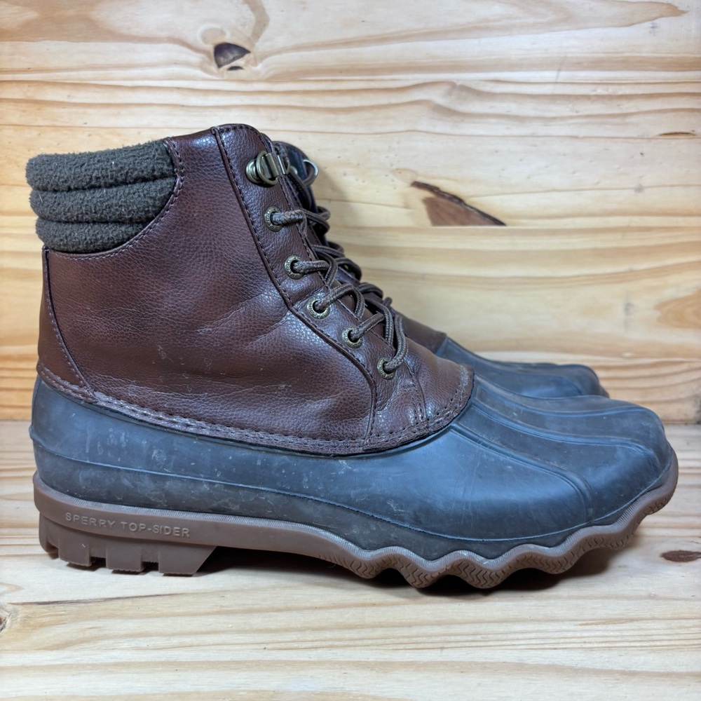 Sperry Men's Size 9.5 Brown and Gray Duck Boots Leather Thinsulate Waterproof